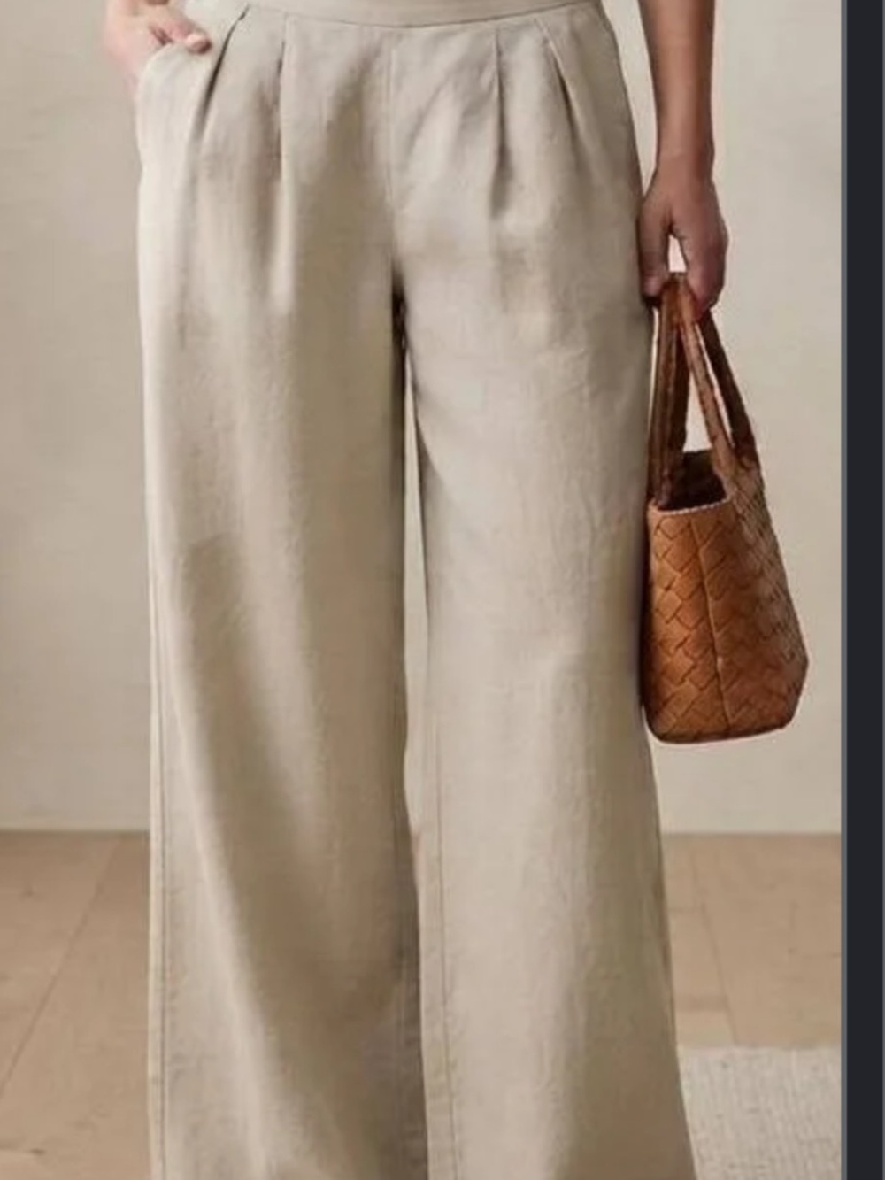 Abercrombie & Fitch Beige Wide Leg High-Rise Pants - Picture 7 of 8